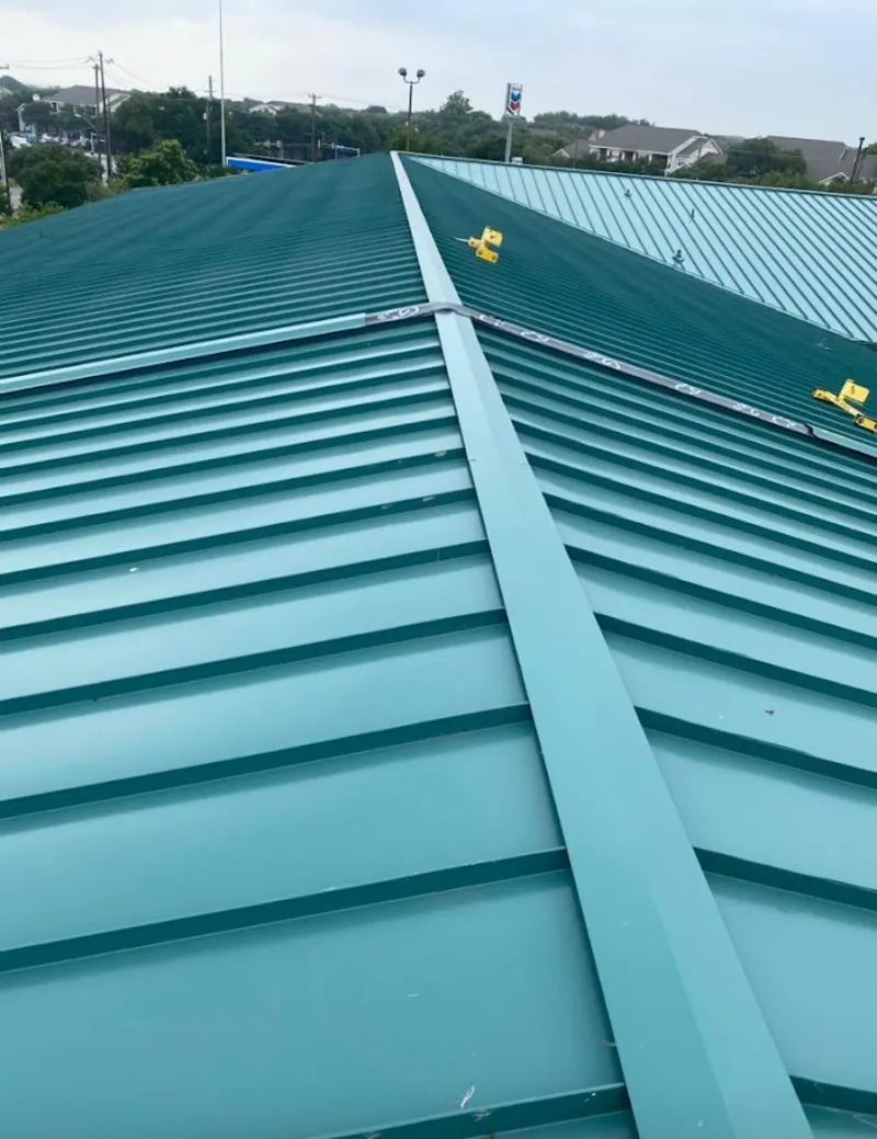 Green commercial metal roof ridge and valley for Metal Roof Repair in Downingtown